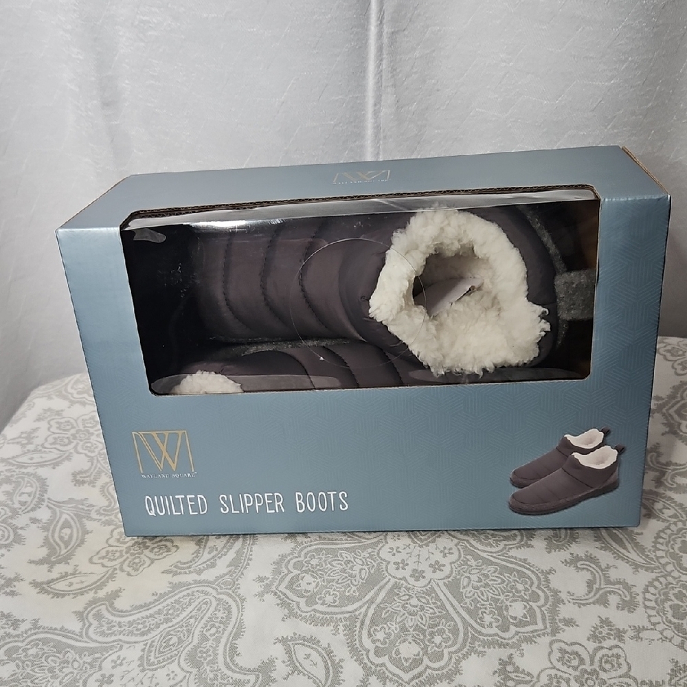Quilted Slipper Boots with Faux Fur Lining